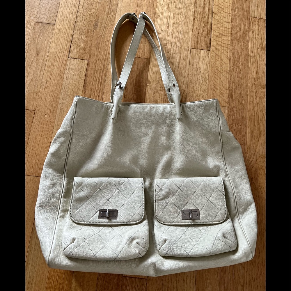 Chanel Leather Tote 2.55 Reissue Jumbo Shopper Shoulder Bag - adjustable straps